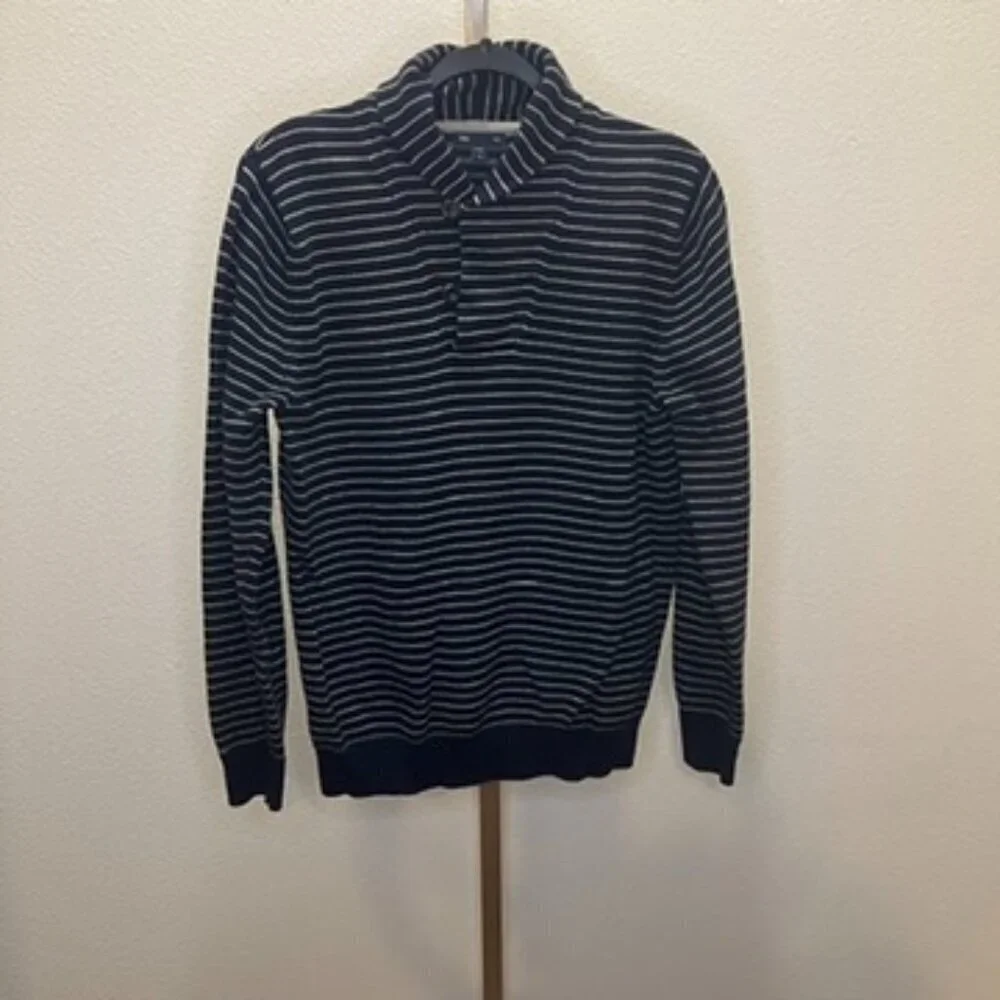 Gap Cozy Shawl Collar Sweater Navy Blue & White Size Medium